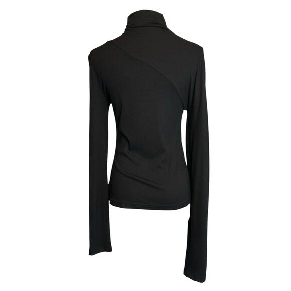 Chentaitai Black Stand Neck Asymmetric Long Sleeve Knit Top size Medium - Picture 3 of 16
